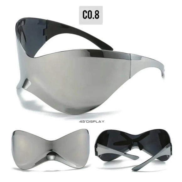 Unisex Oversized Punk Goggle Sunglasses Luxury Look Y2K Silver Sport Sun Glasses - Picture 2 of 4